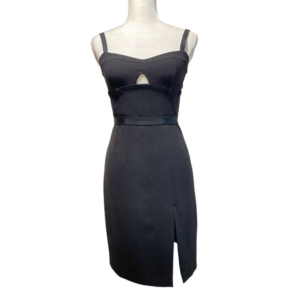 Club of Monaco Criss Cross Back Black Pencil Sheath Dress Sz XS